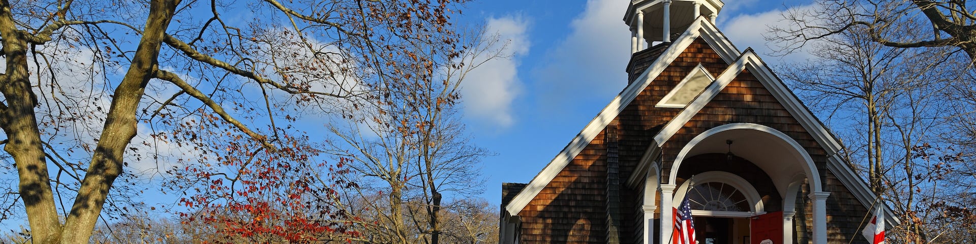 St. James Chapel (1889), now All Souls Episcopal Church, historic chapel in Stony Brook, New York, before Christmas
