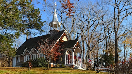 St. James Chapel (1889), now All Souls Episcopal Church, historic chapel in Stony Brook, New York, on sunny day