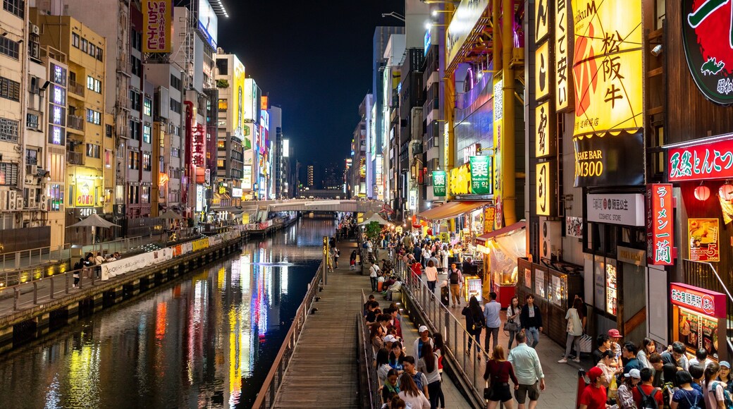 Shinsaibashi featuring a city, a river or creek and city views