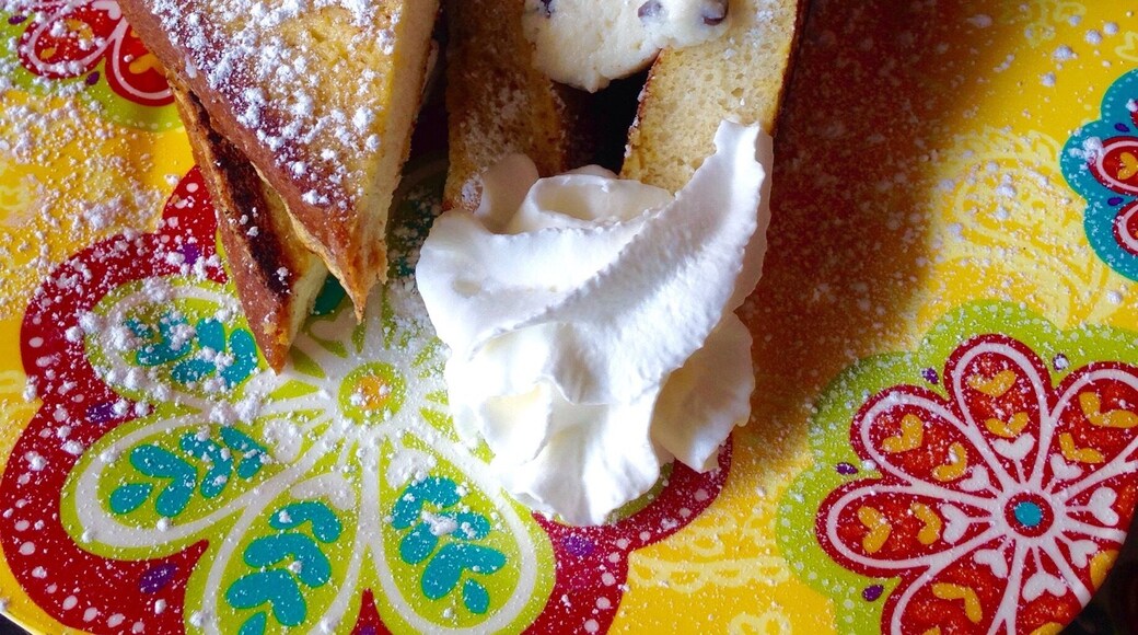 Cannoli stuffed French toast! The best part is, it's on the menu so you can get it whenever you want! #Delicious