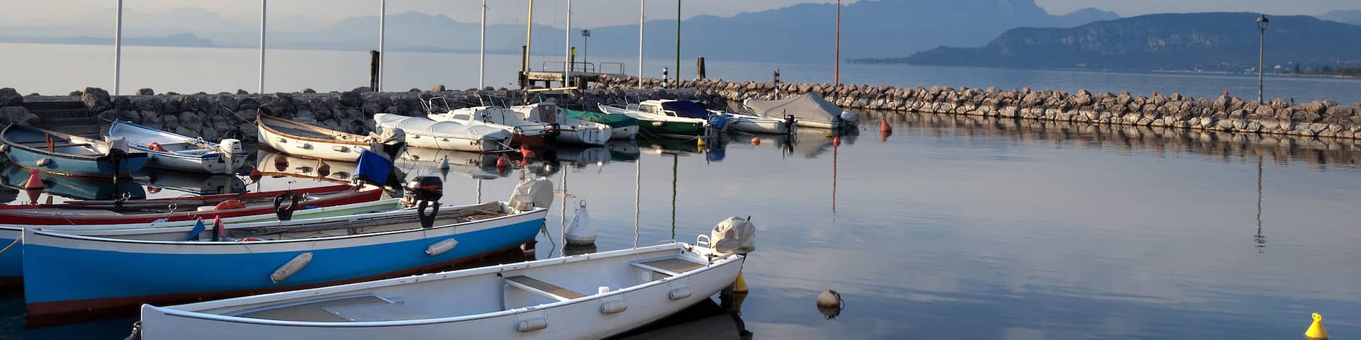 The port of Cisano on Garda Lake (Lago di Garda) a small village of the small town of Bardolino, Verona, Veneto, Italy, Europe; Shutterstock ID 494610562