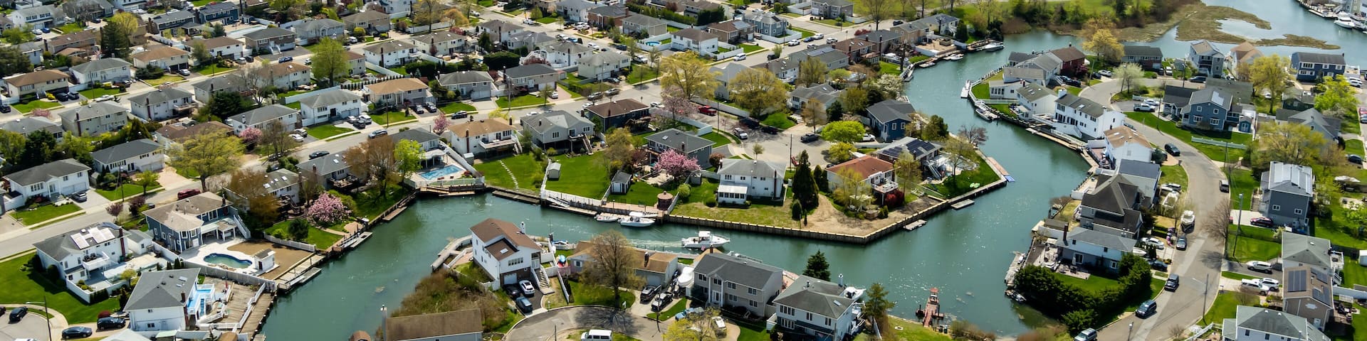Aerial View of Massapequa and Seaford Long Island