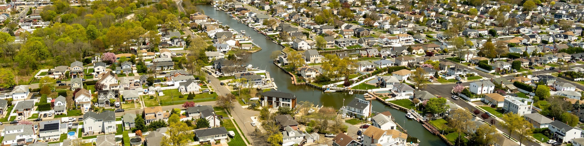 Aerial View of Massapequa and Seaford Long Island New York