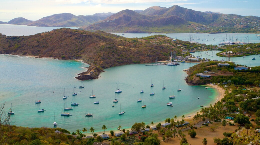 Shirley Heights mostrando una bahía o puerto, vistas de paisajes y vistas generales de la costa