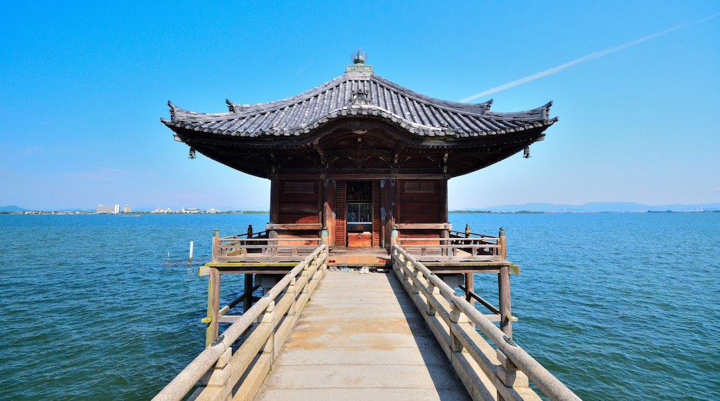 Ukimido Floating Temple on Lake Biwa at Mangetsuji, Shiga, Japan
