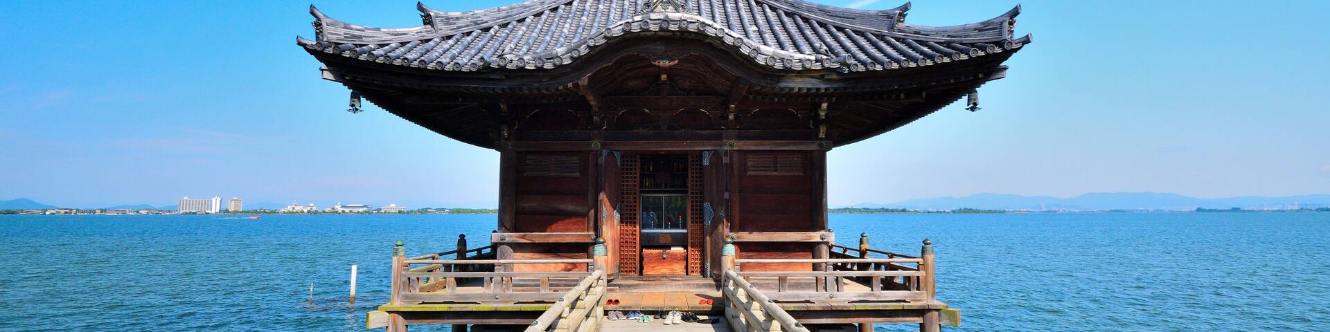 Ukimido Floating Temple on Lake Biwa at Mangetsuji, Shiga, Japan