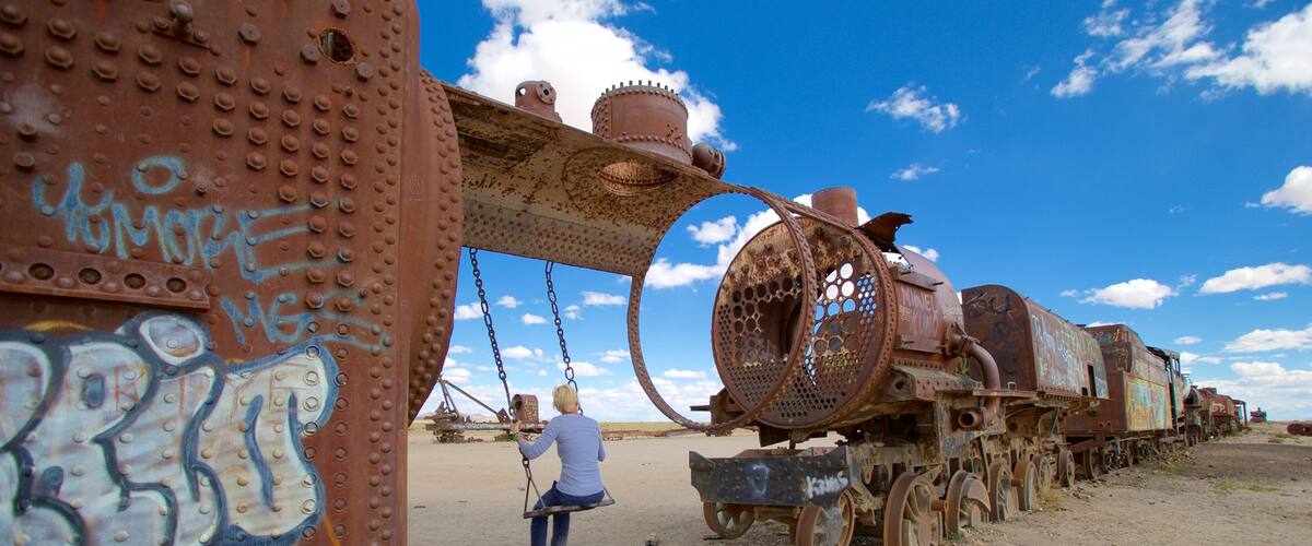Train Cemetery showing building ruins