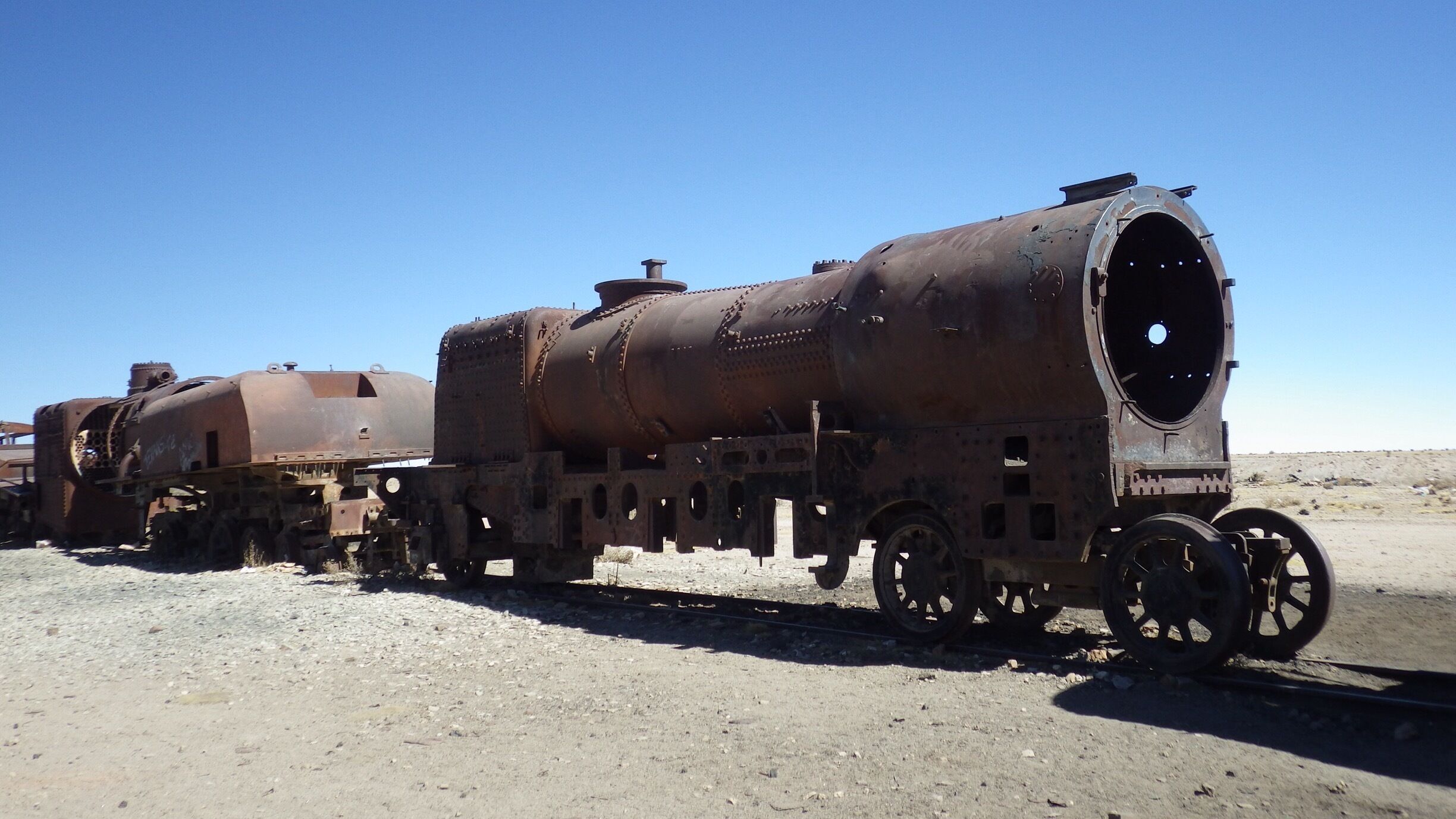 Such a strange sight to see - just outside Uyuni - the Train Cemetary is where old and unwanted (or broken-down) trains went to die, and now tourists can climb up, in and through them... It's like a big train playground for adults (I guess kids might have fun there too!)