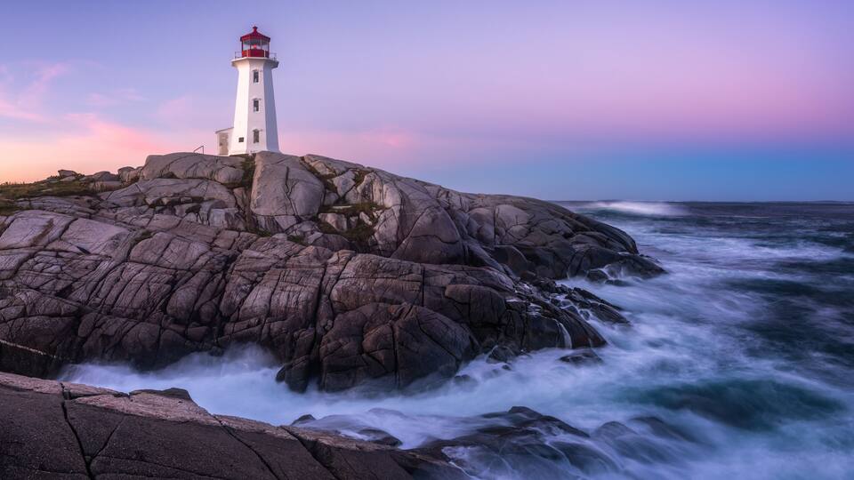 Peggys Point Lighthouse after sunrise