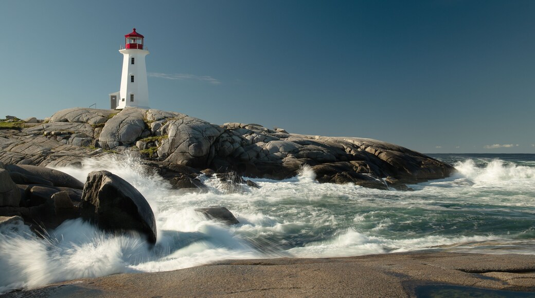 Peggys Cove Lighthouse with waves