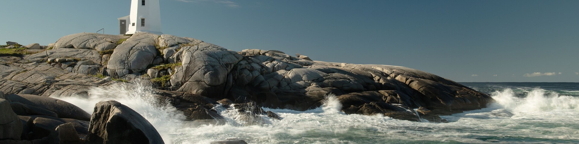 Peggys Cove Lighthouse with waves