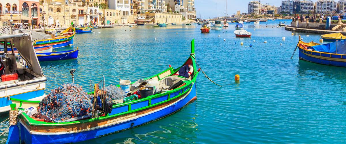 A view of a Spinola Bay in St. Julian, Malta; Shutterstock ID 416498149