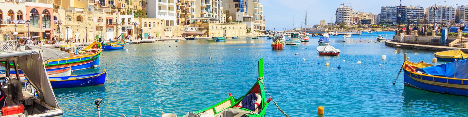 A view of a Spinola Bay in St. Julian, Malta; Shutterstock ID 416498149