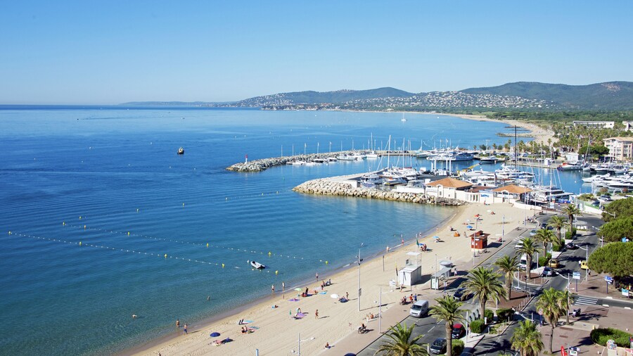 Panoramic view of urban beach of Frejus city on Cote d'Azur