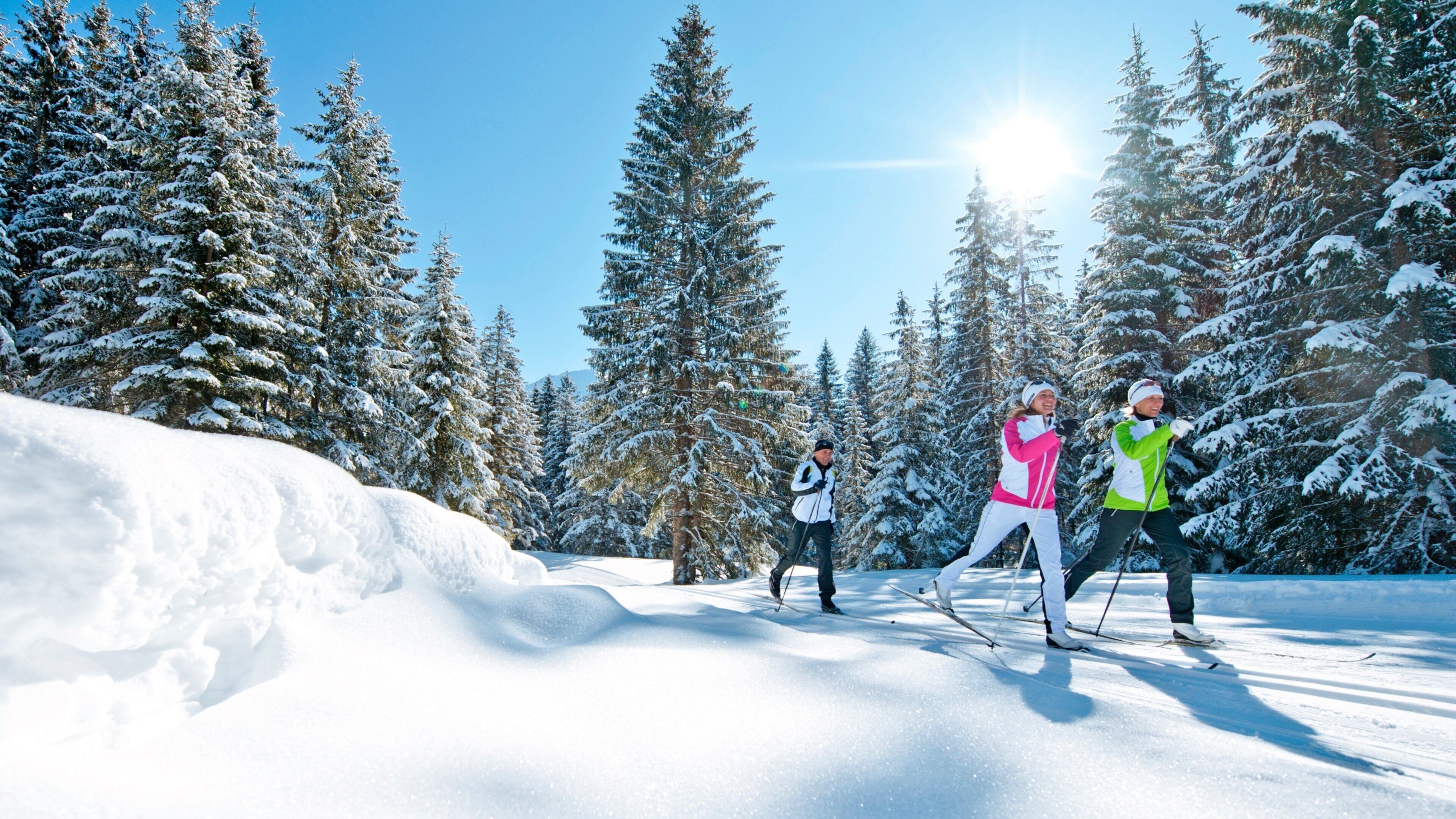 Centro de esquí Nassfeld-Hermagor mostrando ski de fondo y nieve y también un pequeño grupo de personas