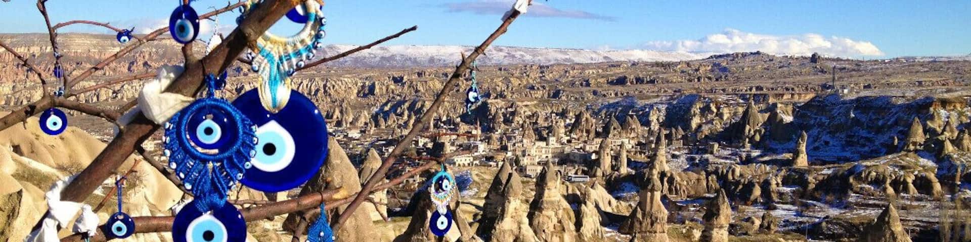 Cappadocia has really interesting and unique landscapes. One of the best views is looking over the Pigeon Valley. Also in this shot is an Evil Eye Tree, which is believed to ward off bad luck and evil spirits.
#turkey #cappadocia #snow #blue #bestof5