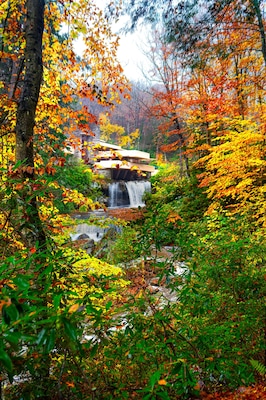 House over waterfall in the Laurel Highlands of the Allegheny Mountains.