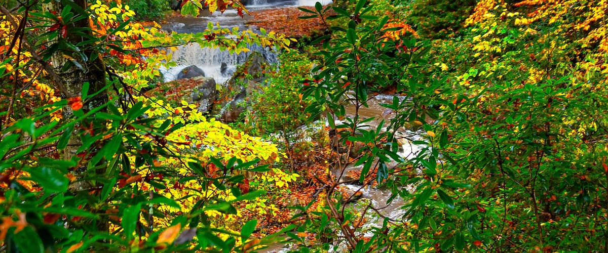 House over waterfall in the Laurel Highlands of the Allegheny Mountains.