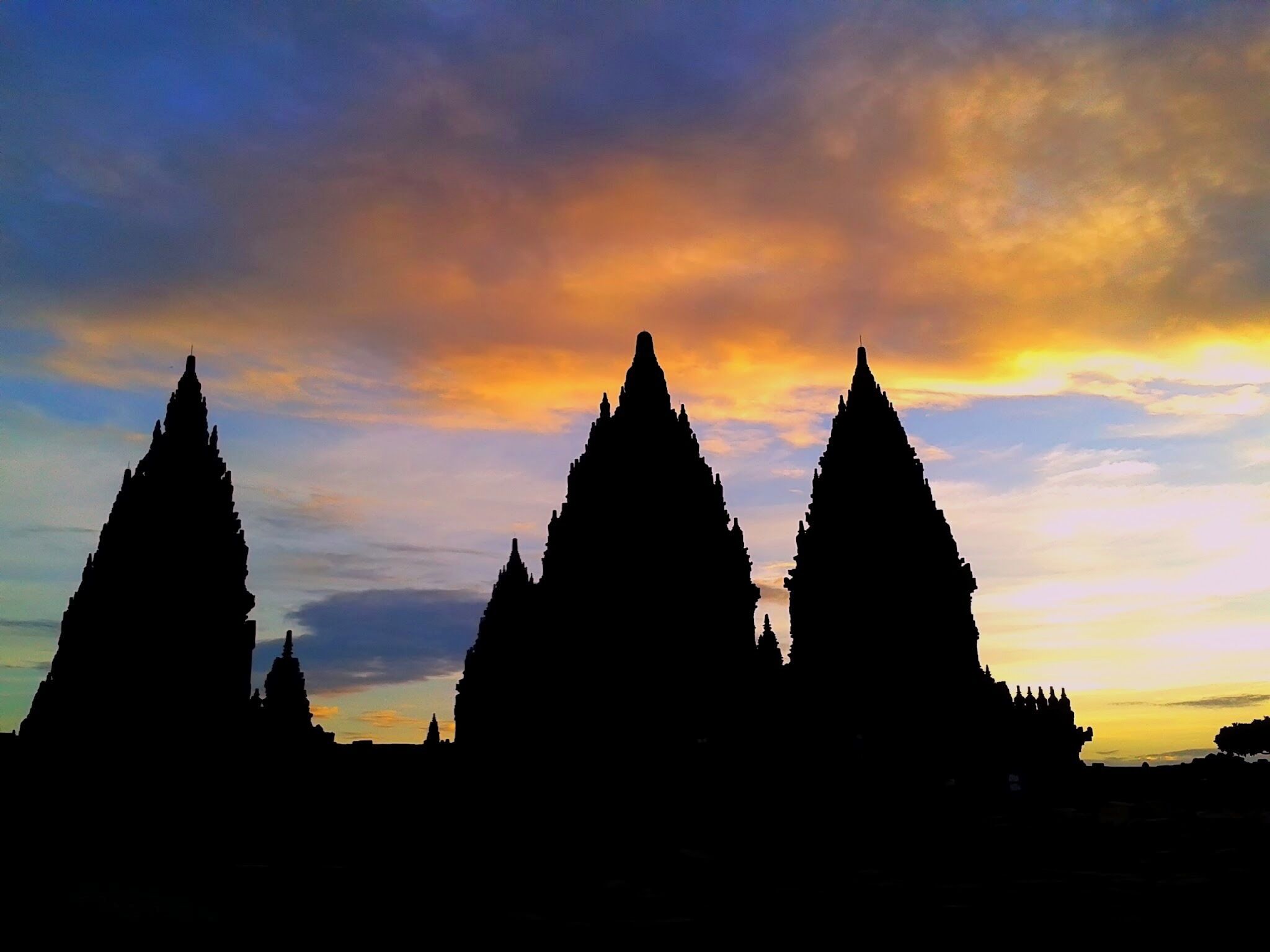 Prambanan Silhouette at the dawn. December 2014.