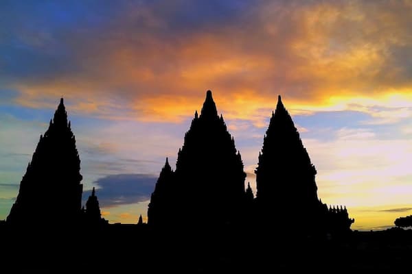 Prambanan Silhouette at the dawn. December 2014.