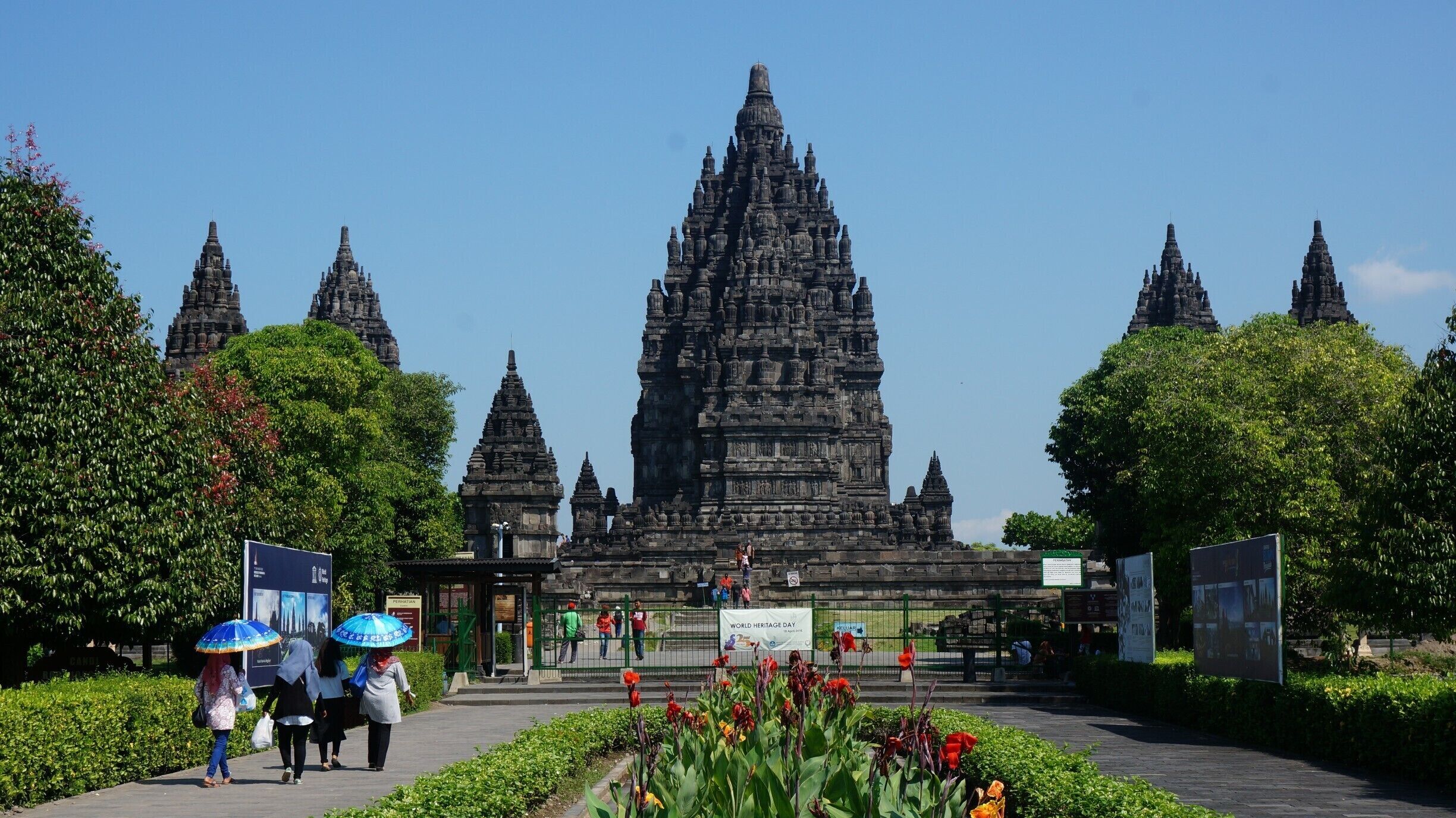 The beautiful Prambanan Temple located just outside Yogyakarta, Indonesia is quite the site to explore. The temple complex is home to some 240 temples though many are in piles of rubble as they were destroyed over the years.  Built in the 10th century this UNESCO World Heritage Site is the largest Hindu temple site in Indonesia and one of the largest in South East Asia. Many people visit the area to see the famous Borodubur Temple, its definitely worth the time to explore Prambanan as well. #StunningStructures