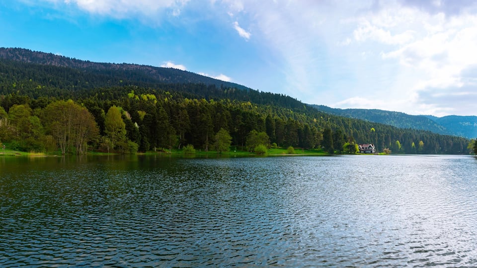 Panoramic view of Bolu Golcuk Nature Park in Turkey.