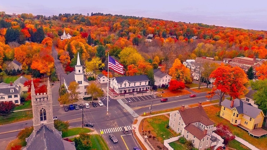 A beautiful aerial view of the center of my hometown, an idyllic  country town in Fairfield County, CT. Now known worldwide for the tragedy of Sandy Hook, we who grew up there want to always show our town for what it always should have been...a great place to grow up! Thanks, Mike, for capturing its essence so well!