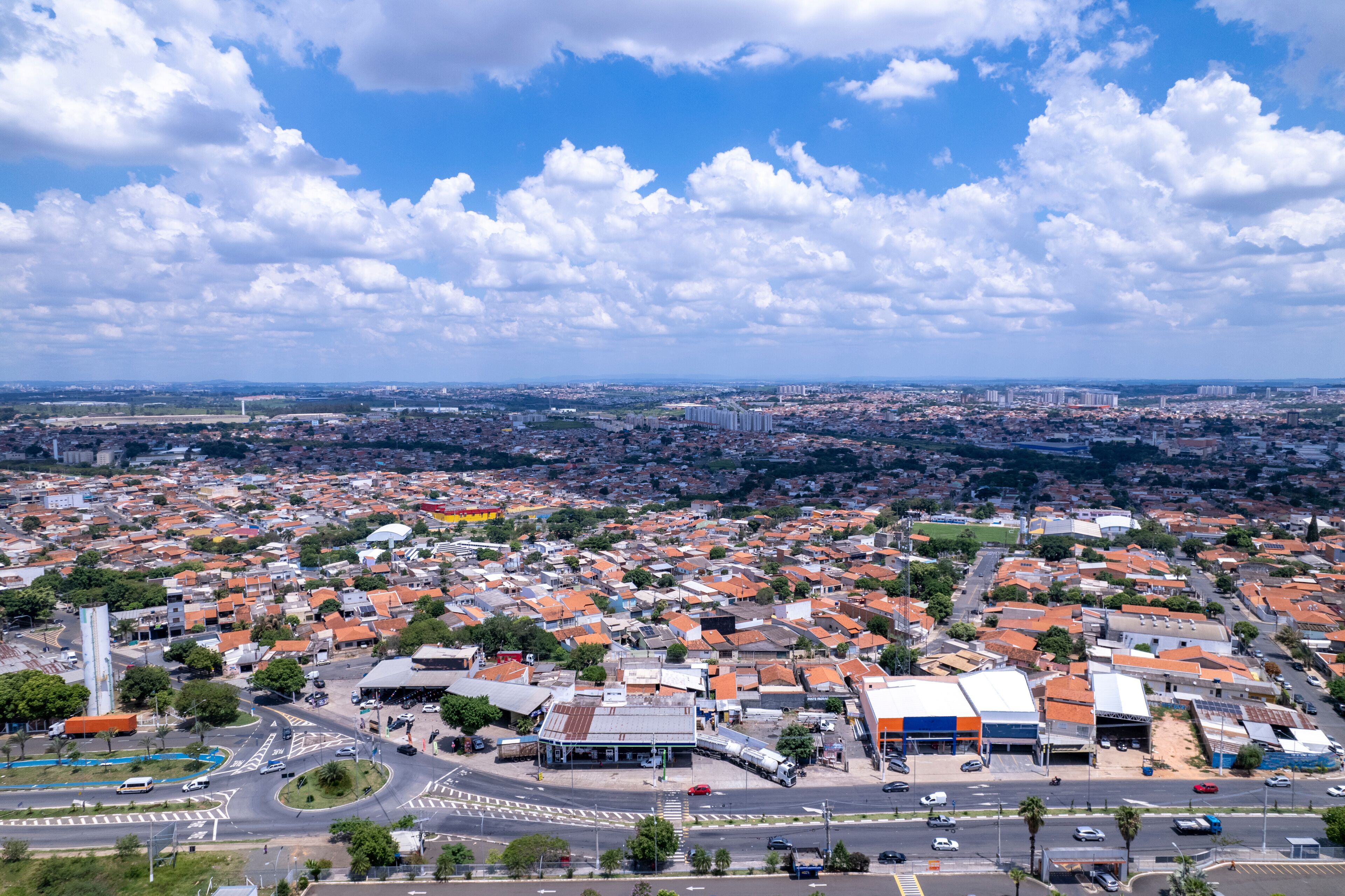 Aerial view of the city of Hortolândia and Sumaré, in São Paulo, Brazil