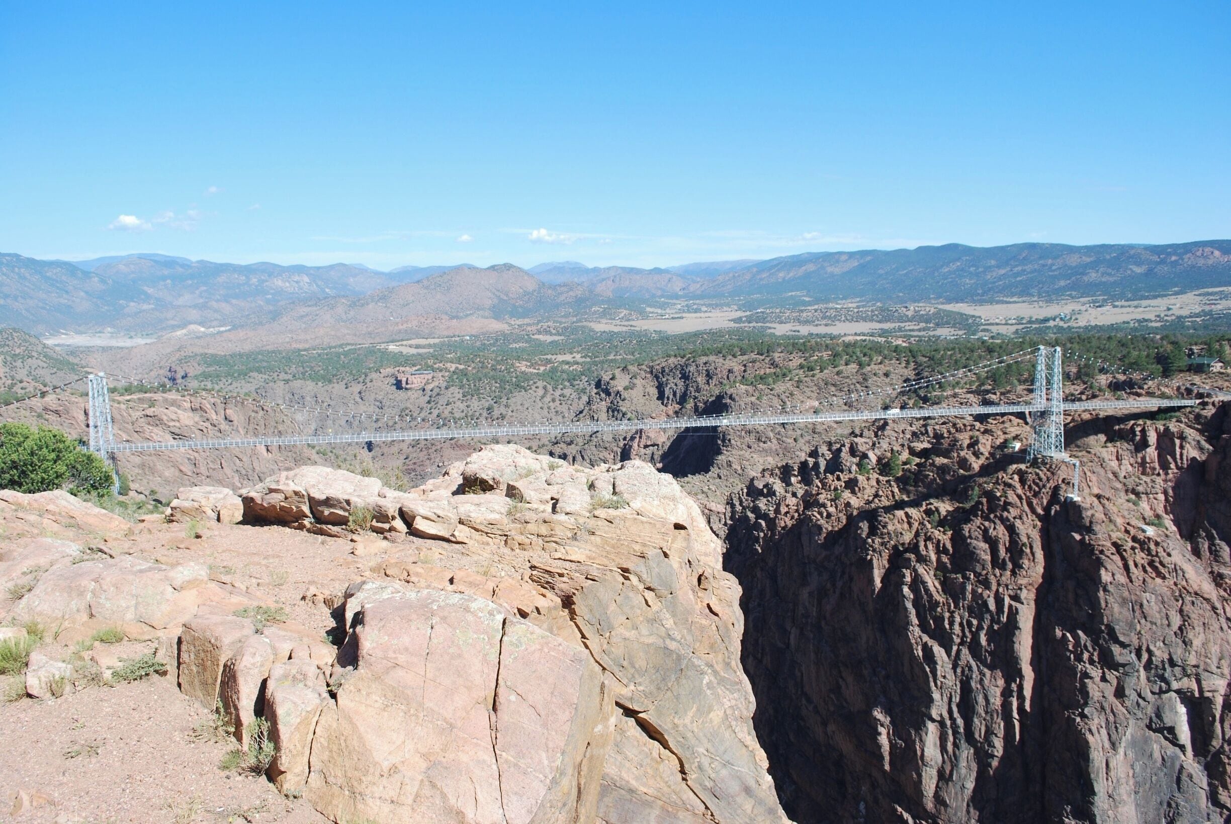 The bridge crosses the gorge 955 feet (291 m) above the Arkansas River and held the record of highest bridge in the world from 1929 until 2001.