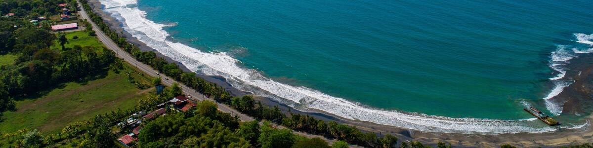 Aerial view to Playa Negra in Puerto Viejo at the Caribbean of Costa Rica