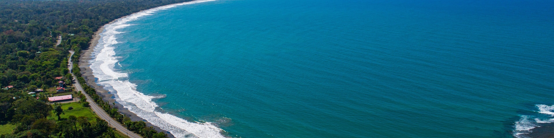 Aerial view to Playa Negra in Puerto Viejo at the Caribbean of Costa Rica