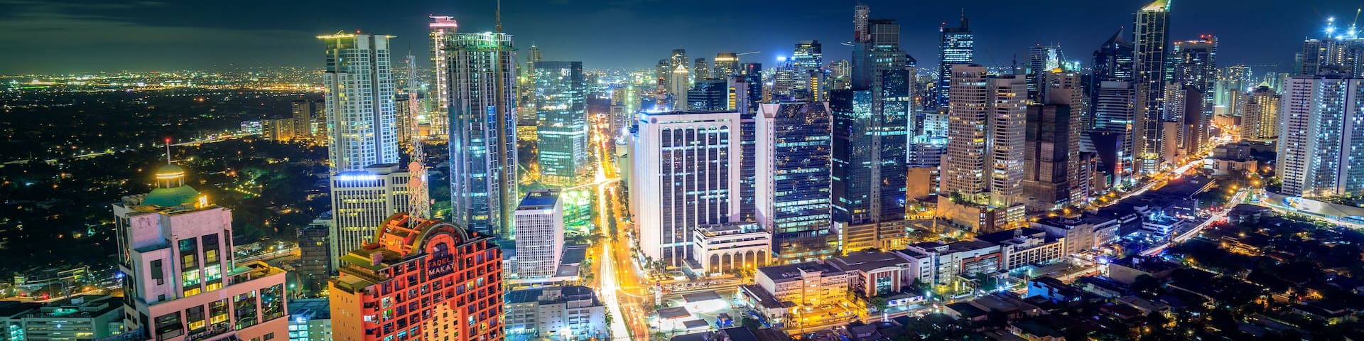 Eleveted, night view of Makati, the business district of Metro Manila