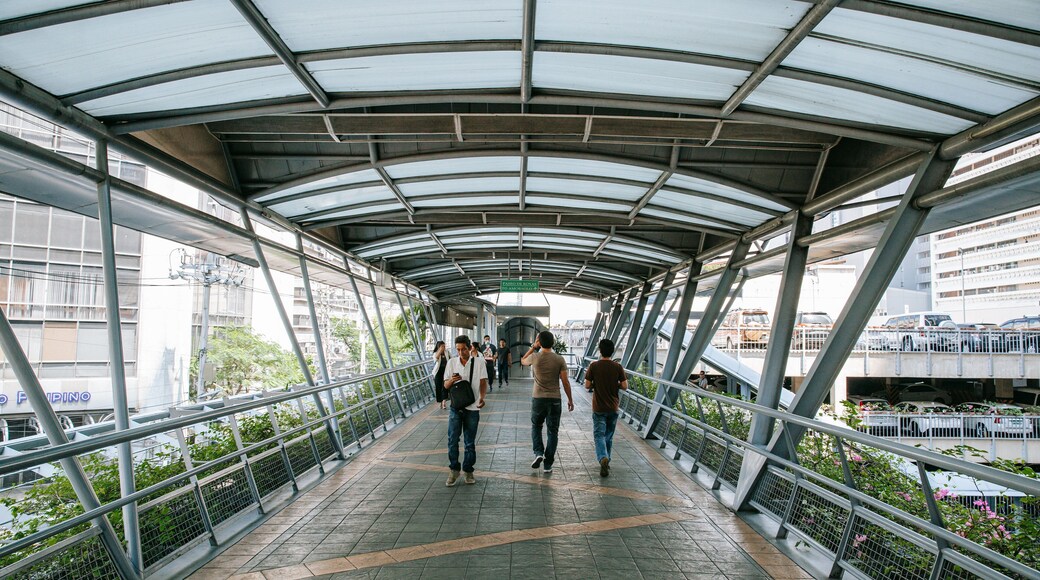 Makati Central Business District showing street scenes and a bridge