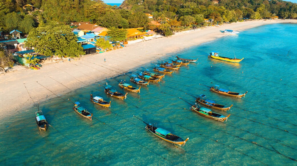 Aerial view of Laem Tong Beach or Laemtong bay in koh Phi Phi, Krabi, Thailand