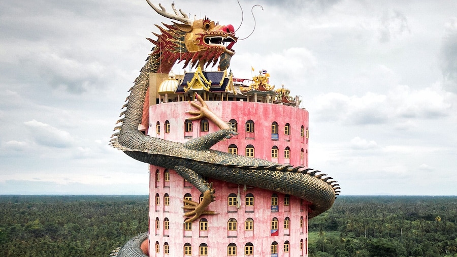 Bangkok, Thailand, Aerial View of Wat Samphran Dragon Temple