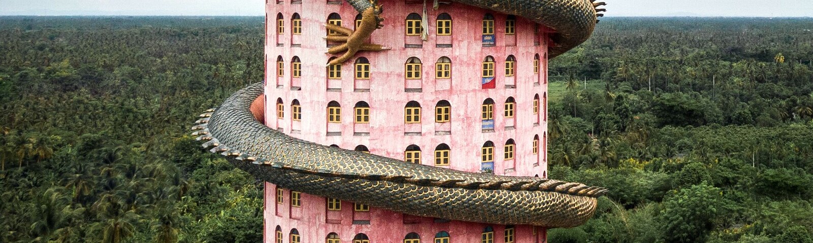 Bangkok, Thailand, Aerial View of Wat Samphran Dragon Temple