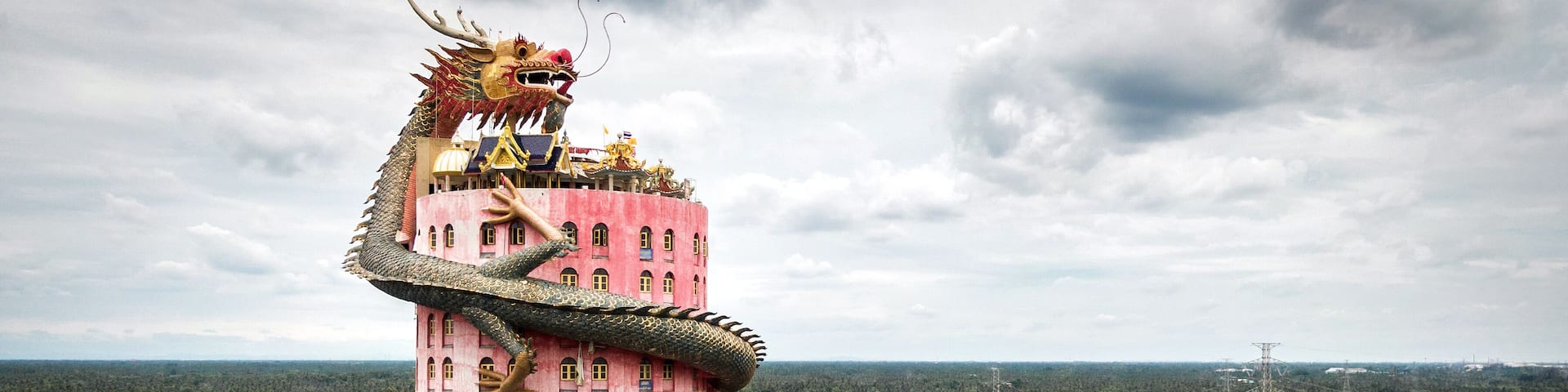 Bangkok, Thailand, Aerial View of Wat Samphran Dragon Temple