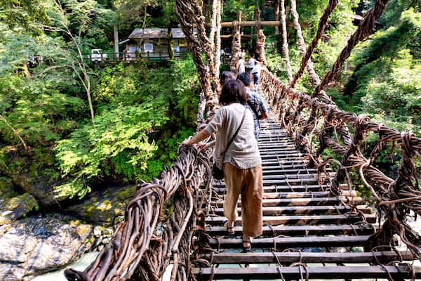 Suspension bridge made from vines in Iya, Tokushima prefecture, Japan