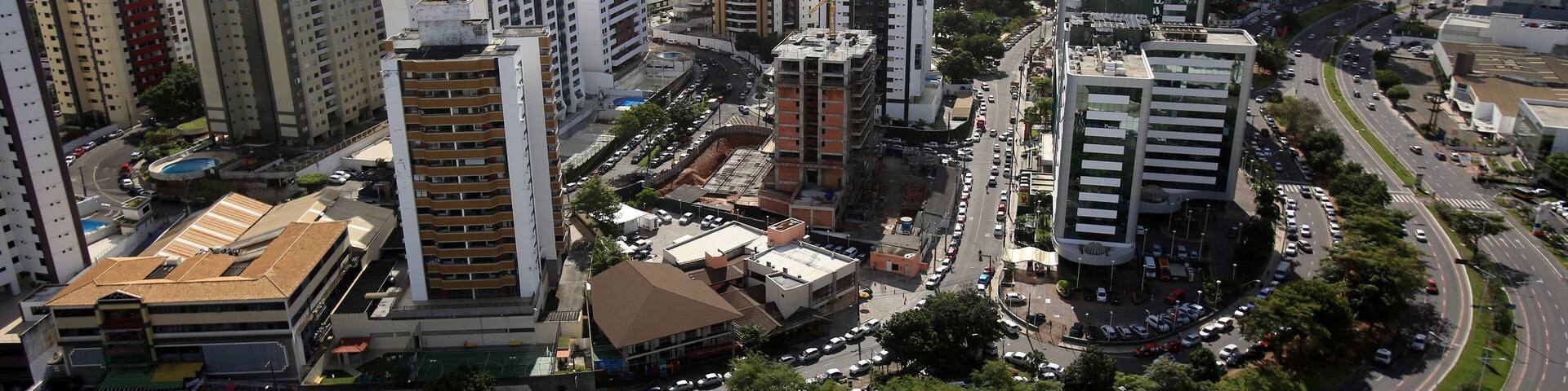 salvador, bahia / brazil - august 29, 2016: aerial view of residential buildings in the Pituba neighborhood in the city of Salvador.