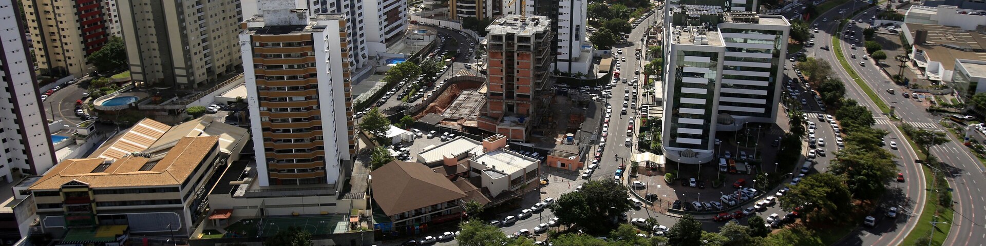 salvador, bahia / brazil - august 29, 2016: aerial view of residential buildings in the Pituba neighborhood in the city of Salvador.