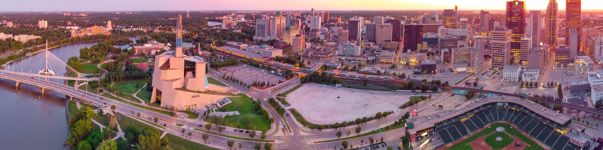 Sunset over the panoramic city