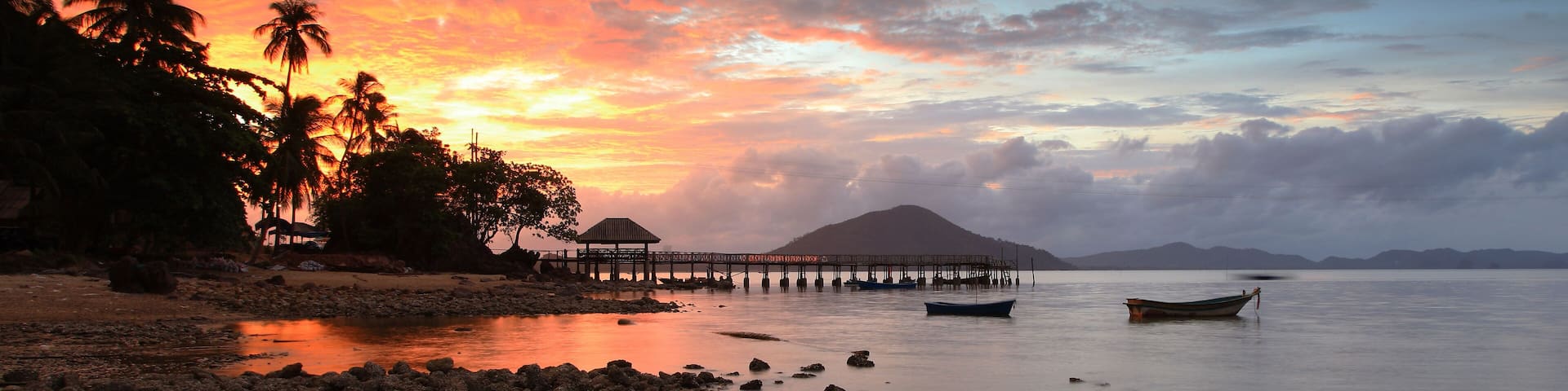 Scenic Sunset view of Phithak beach Island in Lang Suan District. Chumphon Province, Thailand