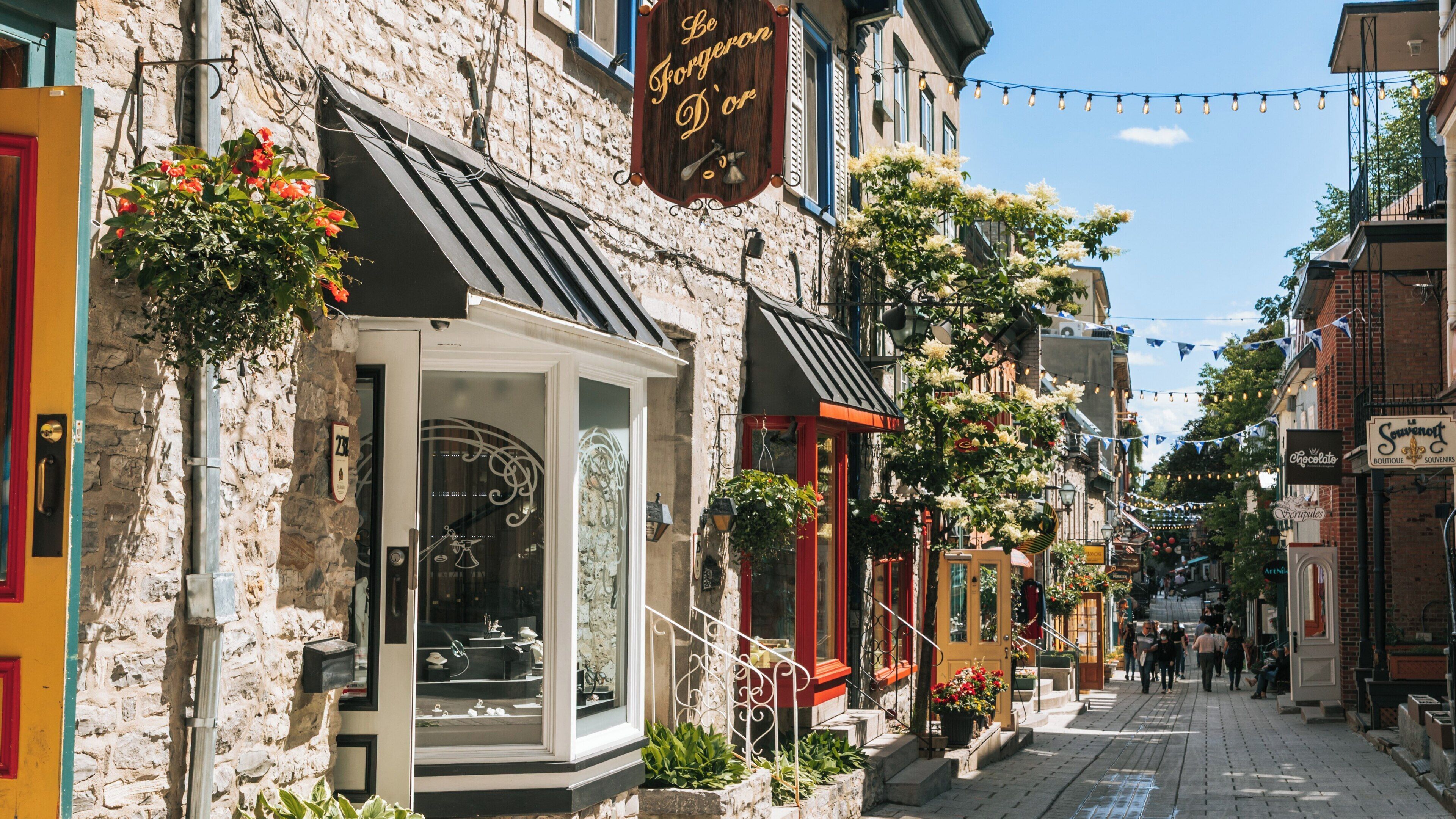 Explore Quartier Petit Champlain in Old Quebec City, a charming and vibrant historic district with cobblestone streets and unique boutiques