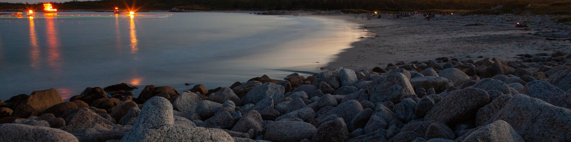 Crystal Crescent Beach showing a sunset, night scenes and general coastal views
