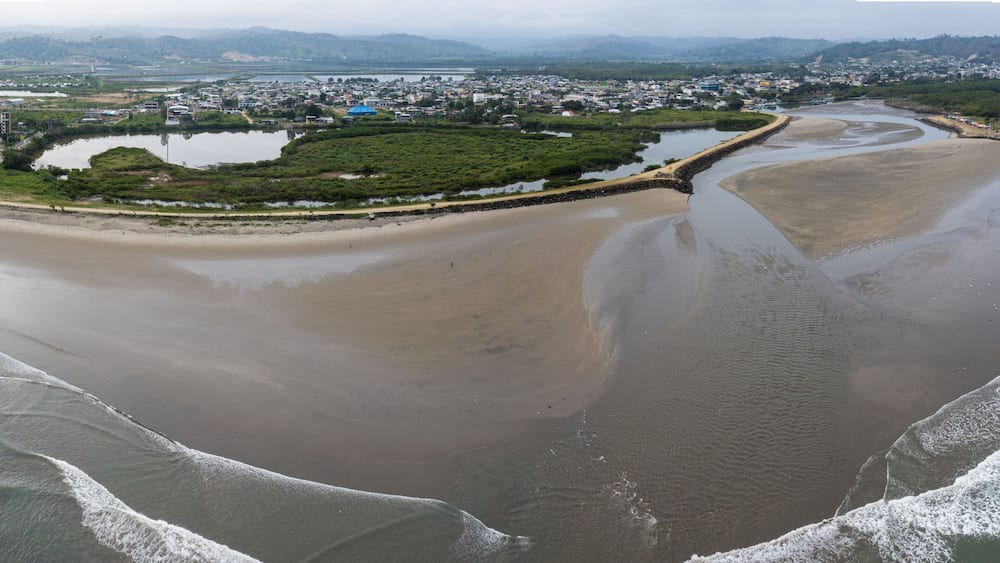 Panorama of an estuary inside a city