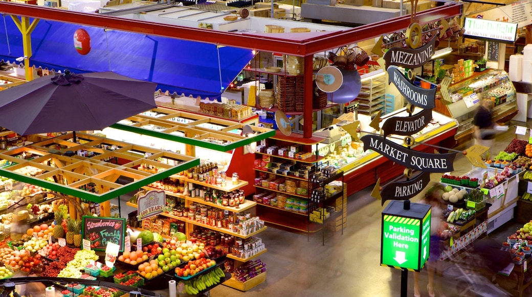 Covent Garden Market showing interior views, food and markets
