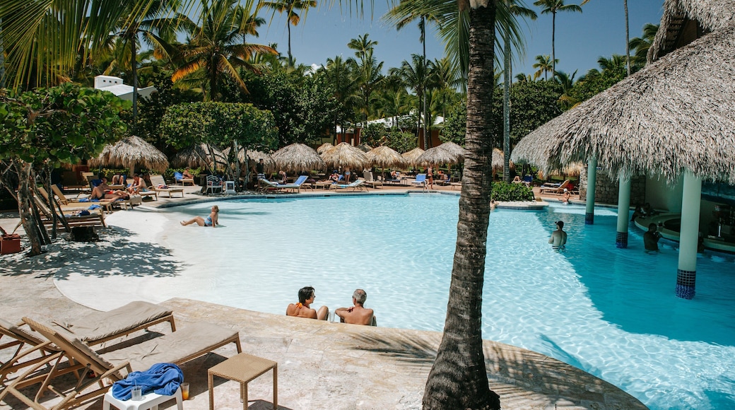 Arena Gorda Beach showing swimming, tropical scenes and a pool