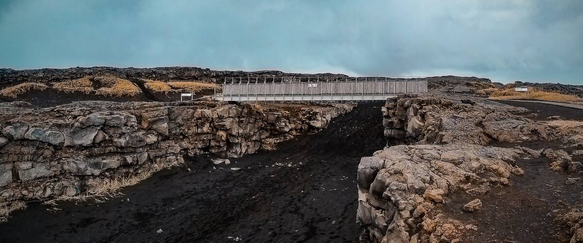 Bridge Between Two Continents in Iceland on Reykjanes Peninsula