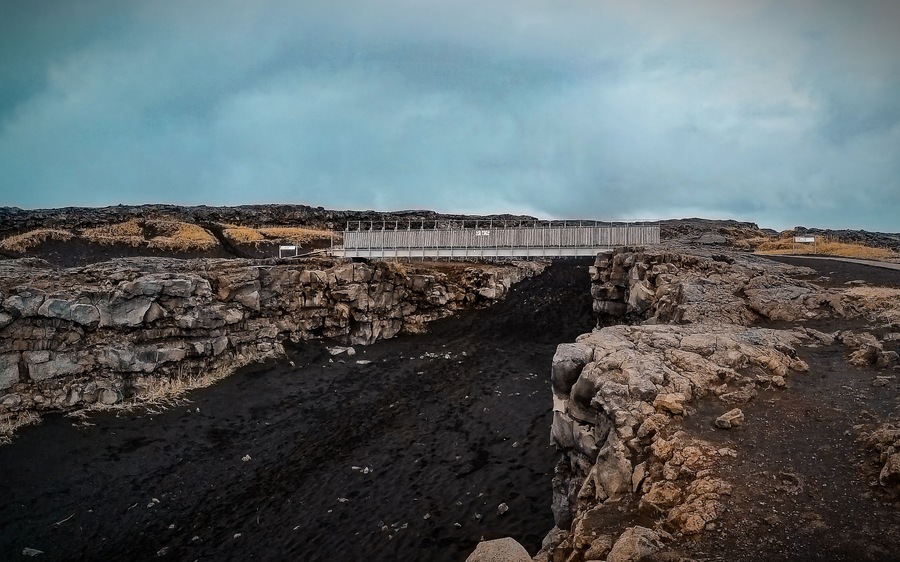 Bridge Between Two Continents in Iceland on Reykjanes Peninsula