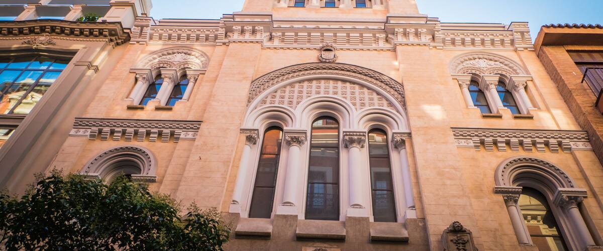 Colegio de los ingleses Or English college near Plaza de Santa Ana or Saint Anne square downtown Madrid, Spain in Literary Quarter.